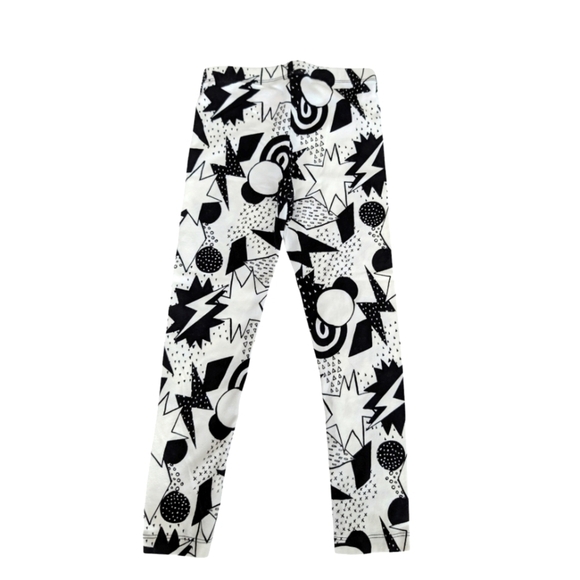 NWOT Cat & Jack Cotton Girls Leggings WHITE & BLACK Pattern Size S 6x - Picture 2 of 4